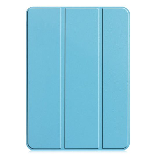 For iPad Pro 11 2025 / 2024 Custer Pure Color 3-Fold Holder Smart Leather Tablet Case(Sky Blue) by buy2fix
