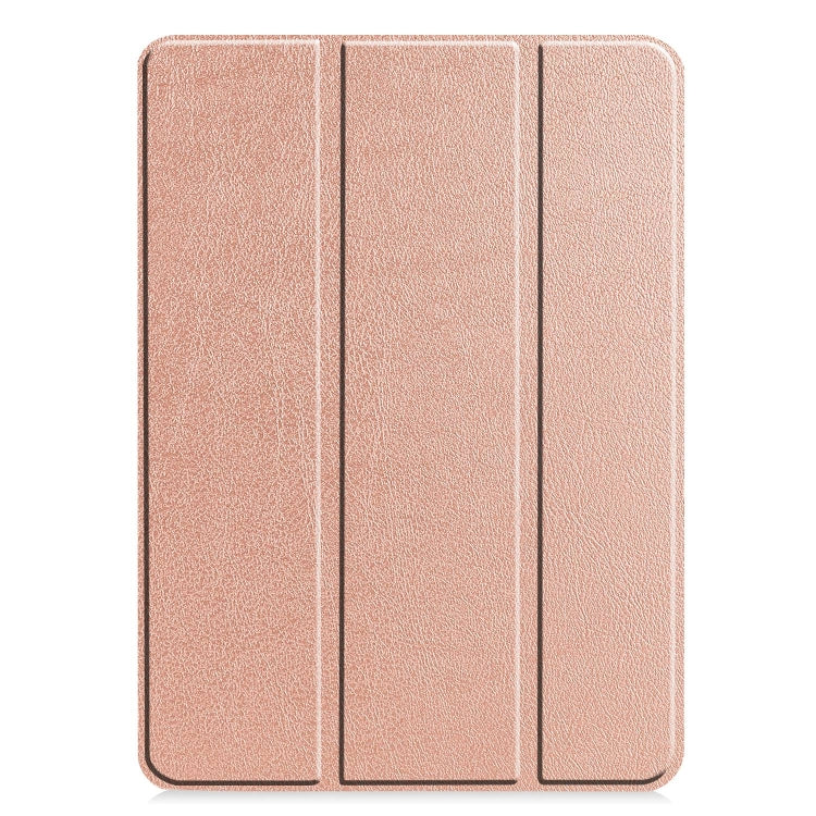 For iPad Pro 11 2024 Custer Pure Color 3-Fold Holder Smart Leather Tablet Case(Rose Gold) - iPad Pro 11 2024 Cases by buy2fix | Online Shopping UK | buy2fix