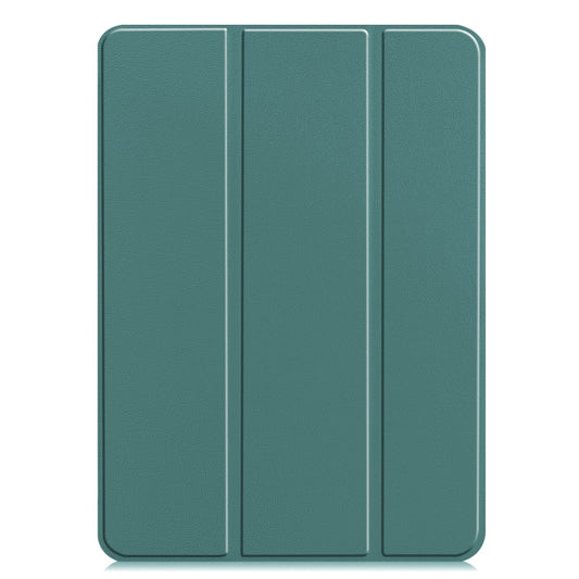 For iPad Pro 11 2025 / 2024 Custer Pure Color 3-Fold Holder Smart Leather Tablet Case(Dark Green) by buy2fix