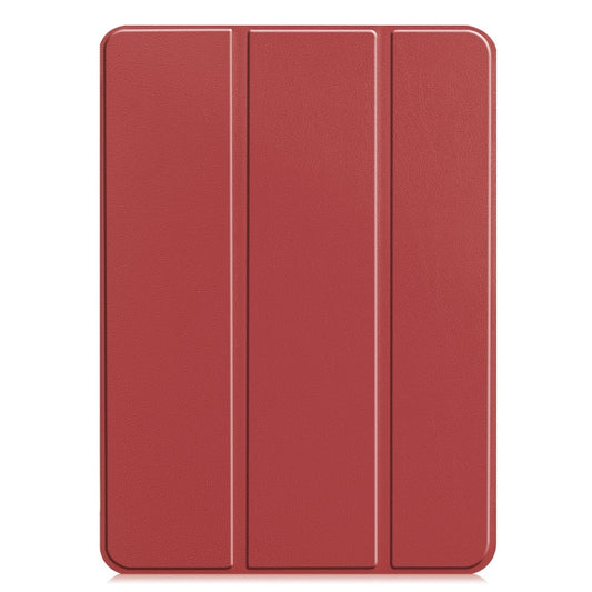 For iPad Pro 11 2025 / 2024 Custer Pure Color 3-Fold Holder Smart Leather Tablet Case(Wine Red) by buy2fix