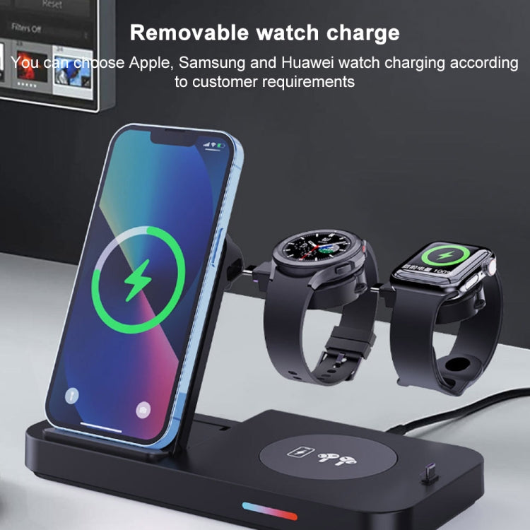 For Huawei Series 3 in 1 15W Earphones/Phones/Watch Fold Wireless Charger Stand(Black) - Multifunction Charger by buy2fix | Online Shopping UK | buy2fix