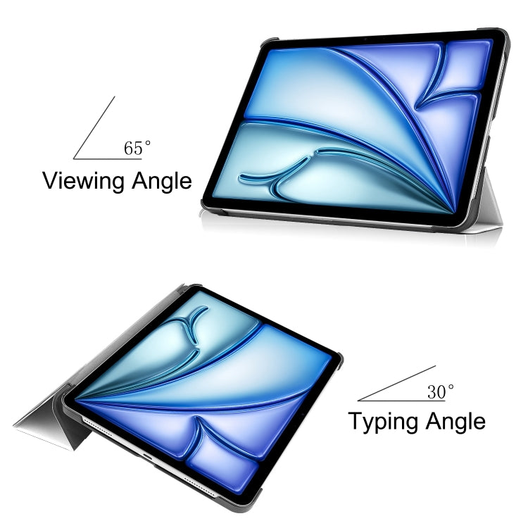 For iPad Air 13 2025 / 2024 Custer Painted 3-Fold Holder Smart Leather Tablet Case(Lazy Cat) - iPad Air 13 2025 / 2024 Cases by buy2fix | Online Shopping UK | buy2fix