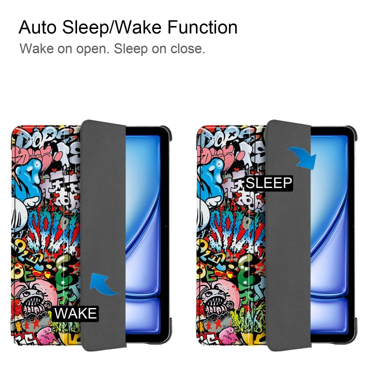 For iPad Air 13 2024 Custer Painted 3-Fold Holder Smart Leather Tablet Case(Graffiti) - iPad Air 13 2025 / 2024 Cases by buy2fix | Online Shopping UK | buy2fix