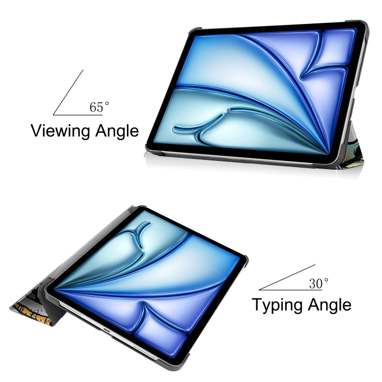 For iPad Air 13 2024 Custer Painted 3-Fold Holder Smart Leather Tablet Case(Graffiti) - iPad Air 13 2025 / 2024 Cases by buy2fix | Online Shopping UK | buy2fix