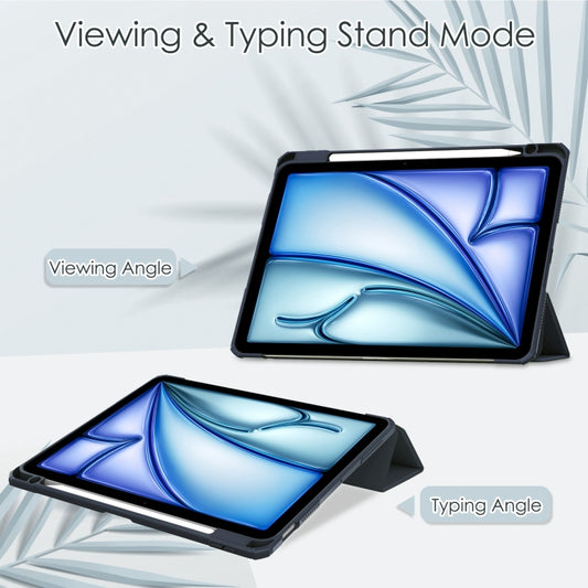For iPad Air 11 2025 / 2024 Pure Color 3-fold Clear TPU Smart Leather Tablet Case(Blue) by buy2fix