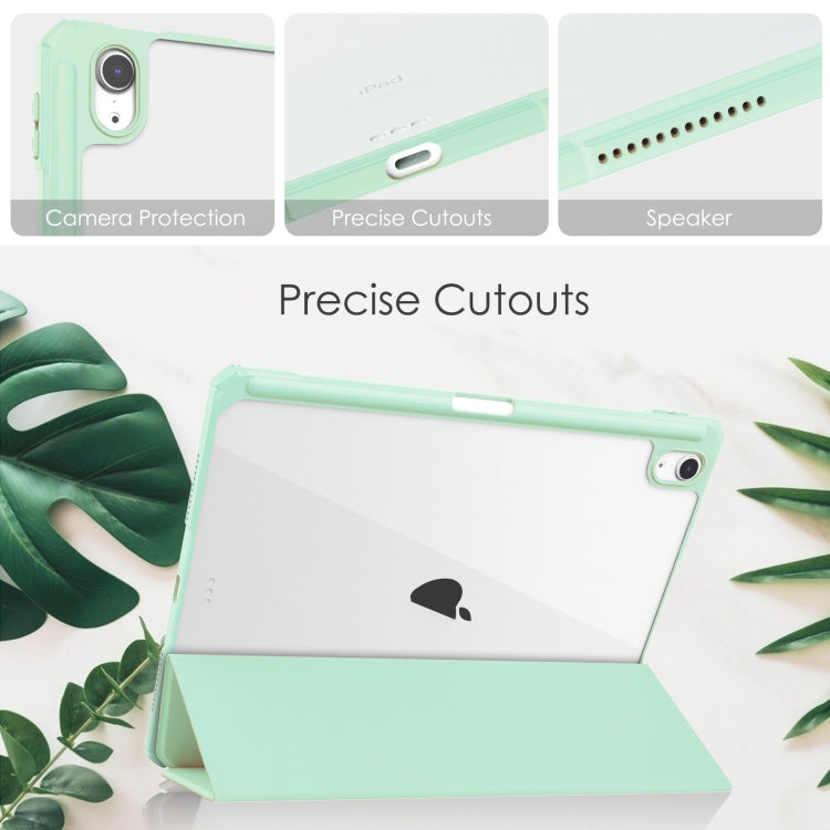 For iPad Air 11 2025 / 2024 Pure Color 3-fold Clear TPU Smart Leather Tablet Case(Mint Green) - iPad Air 11 2025 / 2024 Cases by buy2fix | Online Shopping UK | buy2fix