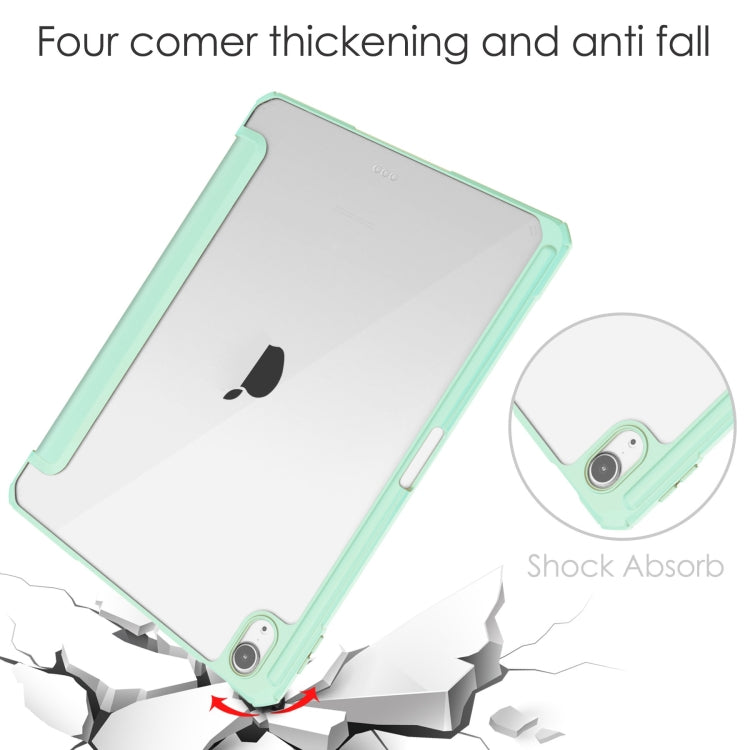 For iPad Air 11 2025 / 2024 Pure Color 3-fold Clear TPU Smart Leather Tablet Case(Mint Green) - iPad Air 11 2025 / 2024 Cases by buy2fix | Online Shopping UK | buy2fix