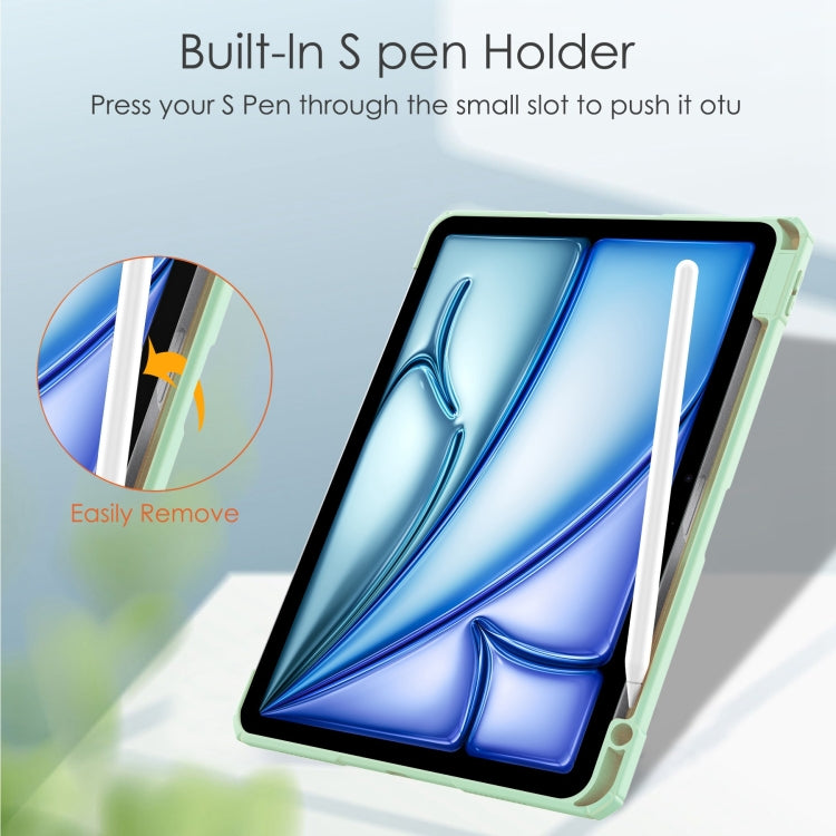 For iPad Air 11 2025 / 2024 Pure Color 3-fold Clear TPU Smart Leather Tablet Case(Mint Green) - iPad Air 11 2025 / 2024 Cases by buy2fix | Online Shopping UK | buy2fix
