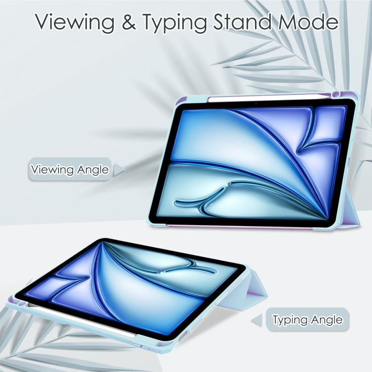 For iPad Air 11 2025 / 2024 Pure Color 3-fold Clear TPU Smart Leather Tablet Case(Sky Blue) - iPad Air 11 2025 / 2024 Cases by buy2fix | Online Shopping UK | buy2fix