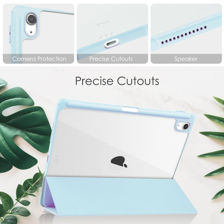 For iPad Air 11 2025 / 2024 Pure Color 3-fold Clear TPU Smart Leather Tablet Case(Sky Blue) - iPad Air 11 2025 / 2024 Cases by buy2fix | Online Shopping UK | buy2fix