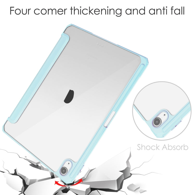 For iPad Air 11 2025 / 2024 Pure Color 3-fold Clear TPU Smart Leather Tablet Case(Sky Blue) - iPad Air 11 2025 / 2024 Cases by buy2fix | Online Shopping UK | buy2fix
