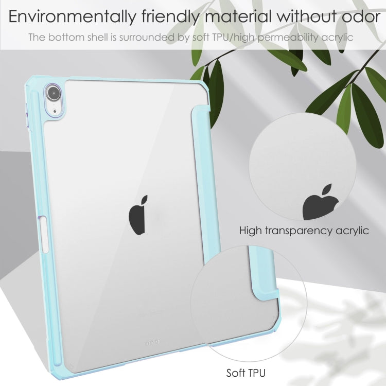 For iPad Air 11 2025 / 2024 Pure Color 3-fold Clear TPU Smart Leather Tablet Case(Sky Blue) - iPad Air 11 2025 / 2024 Cases by buy2fix | Online Shopping UK | buy2fix