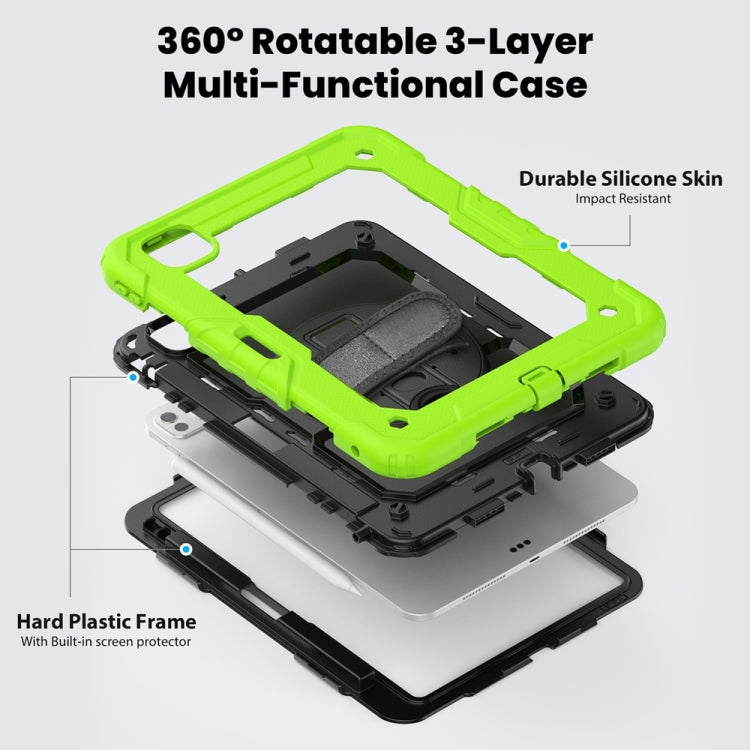 For iPad Pro 11 2024 Silicone Hybrid PC Tablet Protective Case(Black+Yellow Green) - iPad Pro 11 2024 Cases by buy2fix | Online Shopping UK | buy2fix