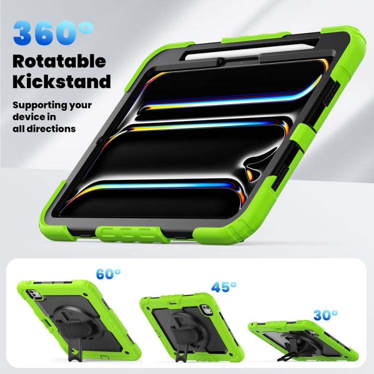 For iPad Pro 11 2024 Silicone Hybrid PC Tablet Protective Case(Black+Yellow Green) - iPad Pro 11 2024 Cases by buy2fix | Online Shopping UK | buy2fix