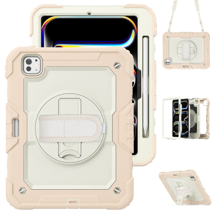 For iPad Pro 11 2024 Silicone Hybrid PC Tablet Protective Case(Cream+Rose Gold) - iPad Pro 11 2024 Cases by buy2fix | Online Shopping UK | buy2fix