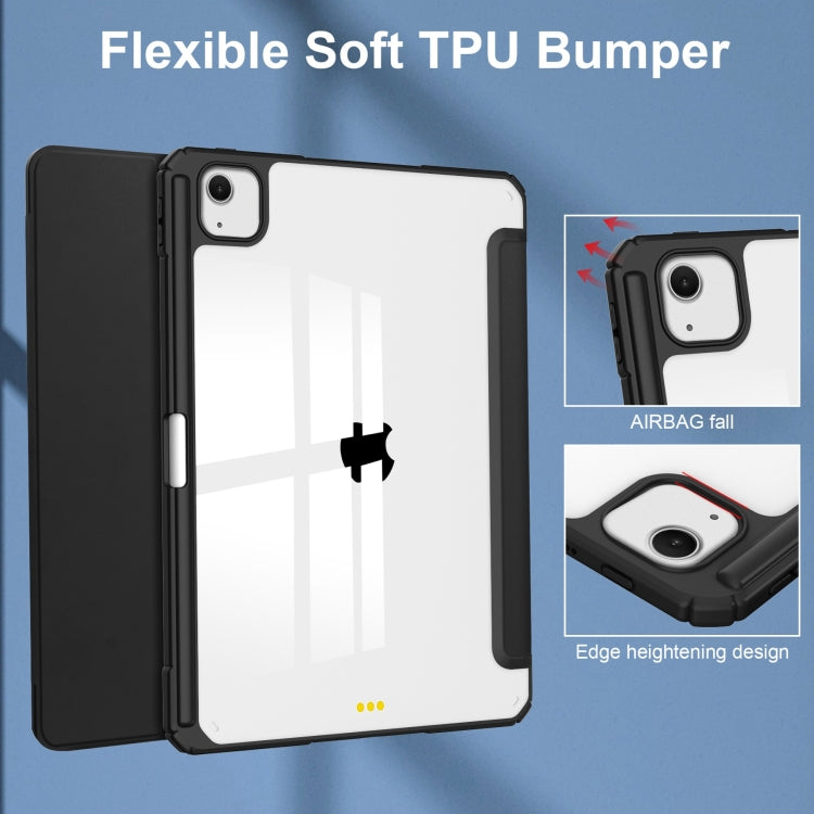For iPad Air 13 2025 / 2024 Pure Color 3-fold Clear TPU Smart Leather Tablet Case(Black) - iPad Air 13 2025 / 2024 Cases by buy2fix | Online Shopping UK | buy2fix