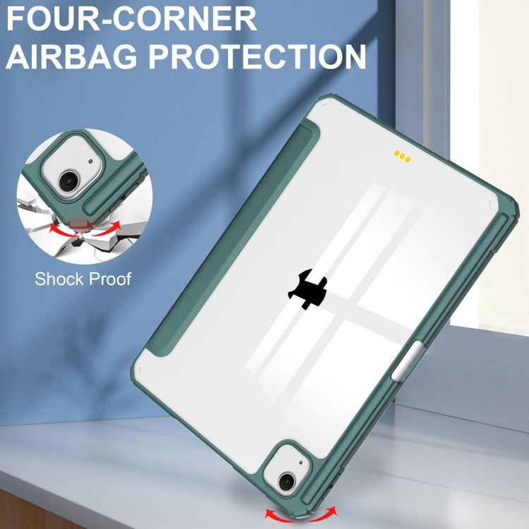 For iPad Air 13 2025 / 2024 Pure Color 3-fold Clear TPU Smart Leather Tablet Case(Dark Green) - iPad Air 13 2025 / 2024 Cases by buy2fix | Online Shopping UK | buy2fix