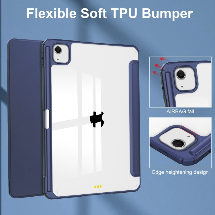 For iPad Air 13 2025 / 2024 Pure Color 3-fold Clear TPU Smart Leather Tablet Case(Dark Blue) - iPad Air 13 2025 / 2024 Cases by buy2fix | Online Shopping UK | buy2fix