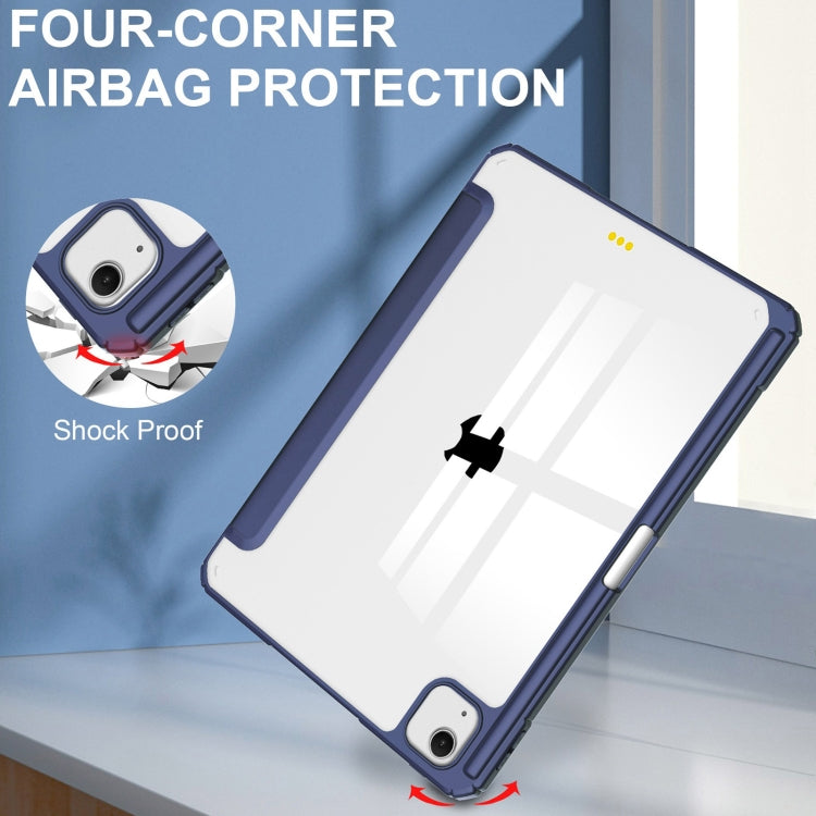 For iPad Air 13 2025 / 2024 Pure Color 3-fold Clear TPU Smart Leather Tablet Case(Dark Blue) - iPad Air 13 2025 / 2024 Cases by buy2fix | Online Shopping UK | buy2fix