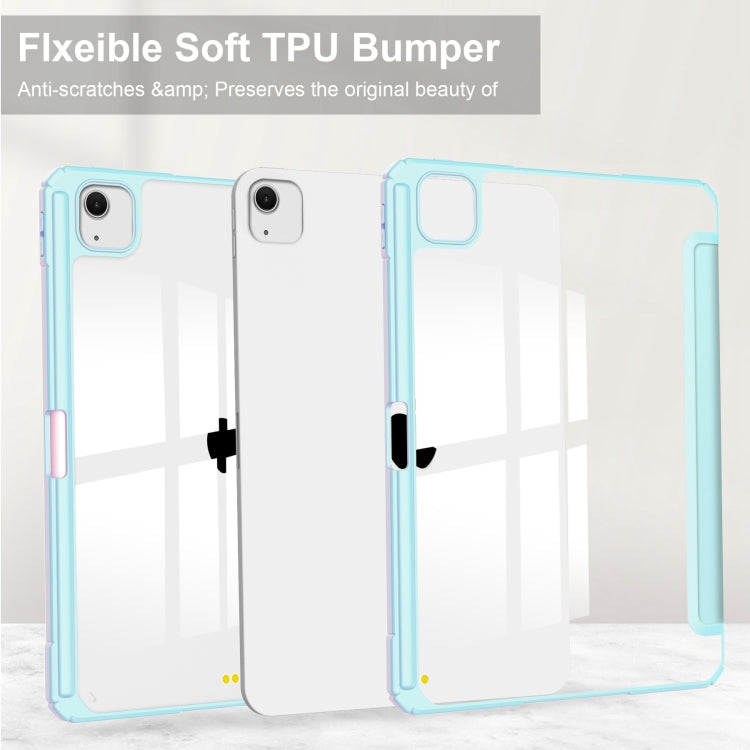 For iPad Air 13 2025 / 2024 Pure Color 3-fold Clear TPU Smart Leather Tablet Case(Sky Blue) by buy2fix