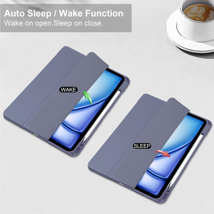 For iPad Air 13 2025 / 2024 Pure Color 3-fold Clear TPU Smart Leather Tablet Case(Lavender) - iPad Air 13 2025 / 2024 Cases by buy2fix | Online Shopping UK | buy2fix