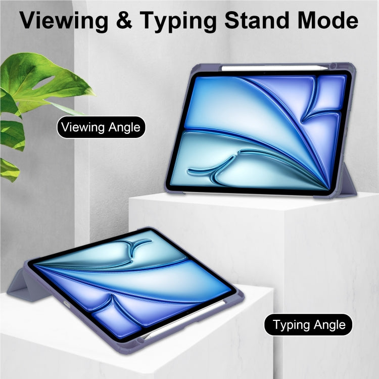For iPad Air 13 2025 / 2024 Pure Color 3-fold Clear TPU Smart Leather Tablet Case(Lavender) - iPad Air 13 2025 / 2024 Cases by buy2fix | Online Shopping UK | buy2fix