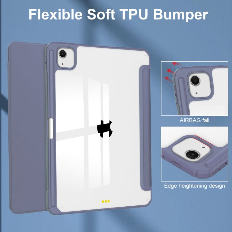 For iPad Air 13 2025 / 2024 Pure Color 3-fold Clear TPU Smart Leather Tablet Case(Lavender) - iPad Air 13 2025 / 2024 Cases by buy2fix | Online Shopping UK | buy2fix