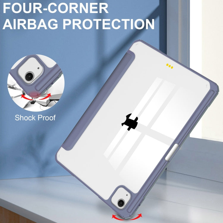 For iPad Air 13 2025 / 2024 Pure Color 3-fold Clear TPU Smart Leather Tablet Case(Lavender) - iPad Air 13 2025 / 2024 Cases by buy2fix | Online Shopping UK | buy2fix