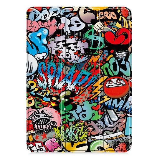 For iPad Pro 11 2025 / 2024 Custer Painted 3-Fold Holder Smart Leather Tablet Case(Graffiti) by buy2fix