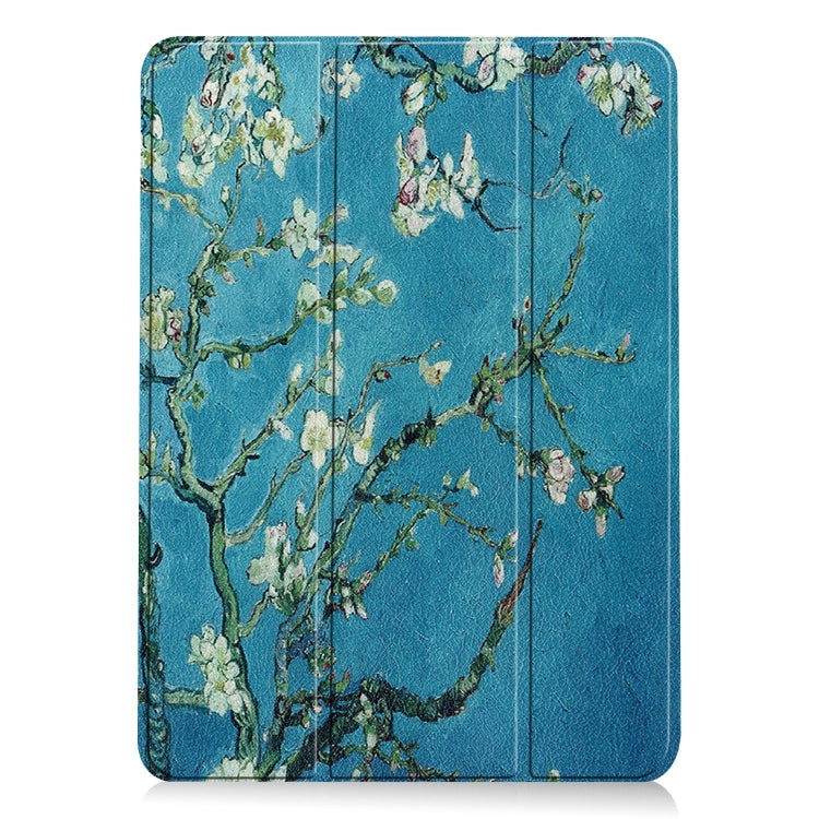 For iPad Air 11 2025 / 2024 Custer Painted 3-Fold Holder Smart Leather Tablet Case(Apricot Blossom) - iPad Air 11 2025 / 2024 Cases by buy2fix | Online Shopping UK | buy2fix