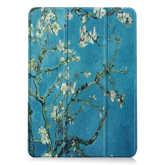 For iPad Air 11 2025 / 2024 Custer Painted 3-Fold Holder Smart Leather Tablet Case(Apricot Blossom) by buy2fix