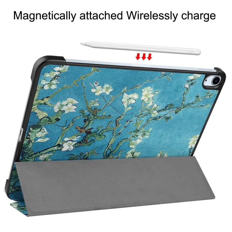 For iPad Air 11 2025 / 2024 Custer Painted 3-Fold Holder Smart Leather Tablet Case(Apricot Blossom) - iPad Air 11 2025 / 2024 Cases by buy2fix | Online Shopping UK | buy2fix