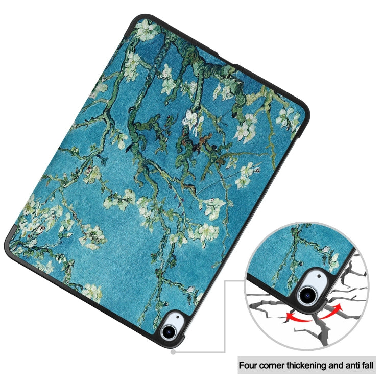 For iPad Air 11 2025 / 2024 Custer Painted 3-Fold Holder Smart Leather Tablet Case(Apricot Blossom) - iPad Air 11 2025 / 2024 Cases by buy2fix | Online Shopping UK | buy2fix