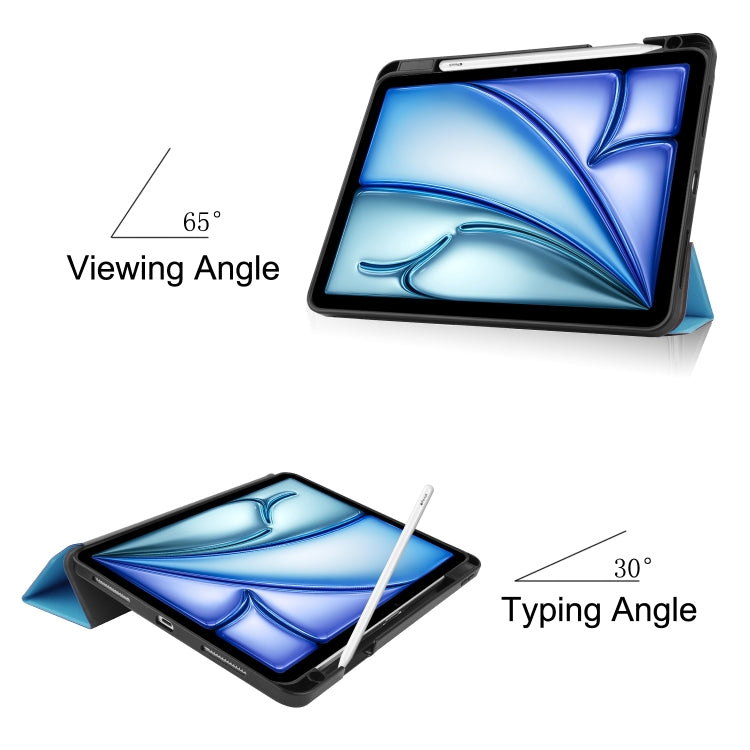 For iPad Air 11 2024 / 2025 Custer TPU Pure Color 3-Fold Holder Smart Leather Tablet Case(Sky Blue) - iPad Air 11 2025 / 2024 Cases by buy2fix | Online Shopping UK | buy2fix