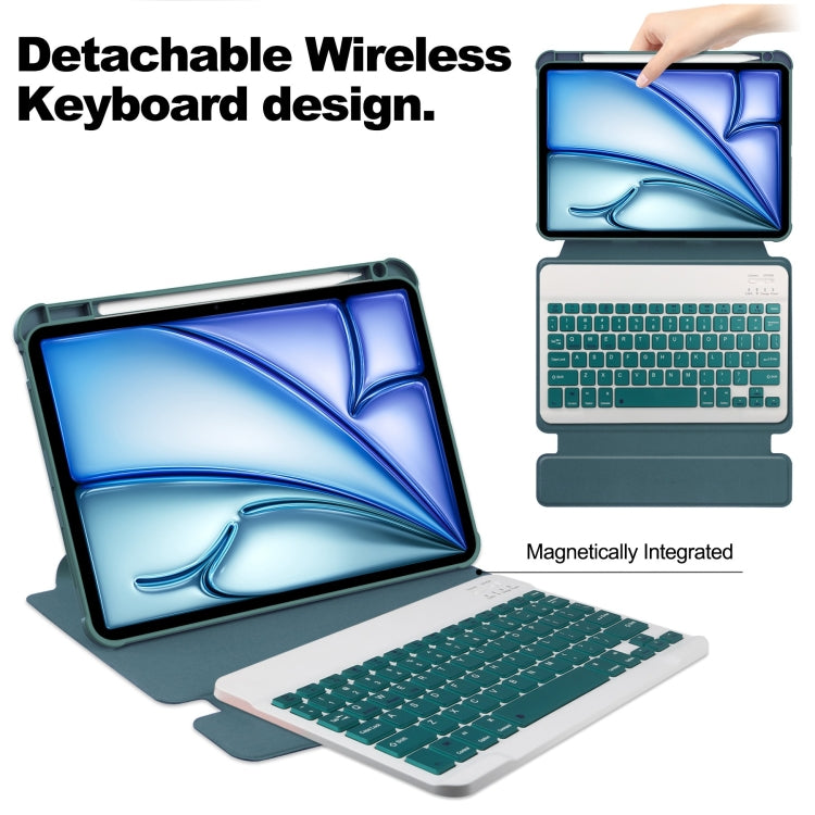 For iPad Air 11 2025 / 2024 Transparent Rotation Smart Leather Tablet Case with Keyboard(Dark Green) - iPad Air 11 2025 / 2024 Cases by buy2fix | Online Shopping UK | buy2fix
