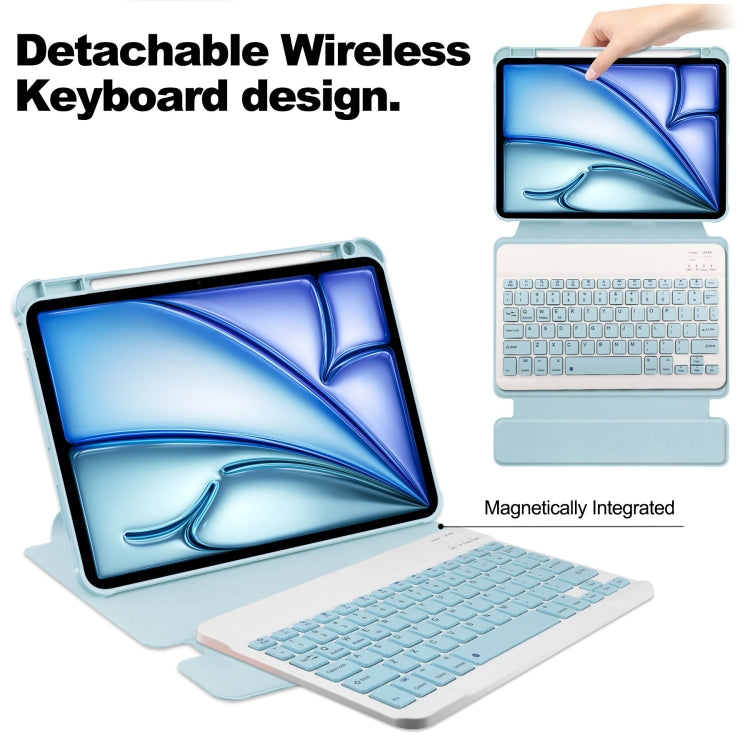 For iPad Air 11 2025 / 2024 Transparent Rotation Smart Leather Tablet Case with Keyboard(Sky Blue) - iPad Air 11 2025 / 2024 Cases by buy2fix | Online Shopping UK | buy2fix