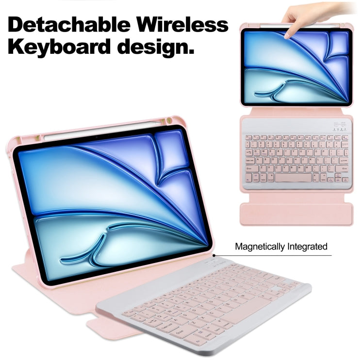 For iPad Air 11 2024 Transparent Rotation Smart Leather Tablet Case with Keyboard(Pink) - iPad Air 11 2024 Cases by buy2fix | Online Shopping UK | buy2fix
