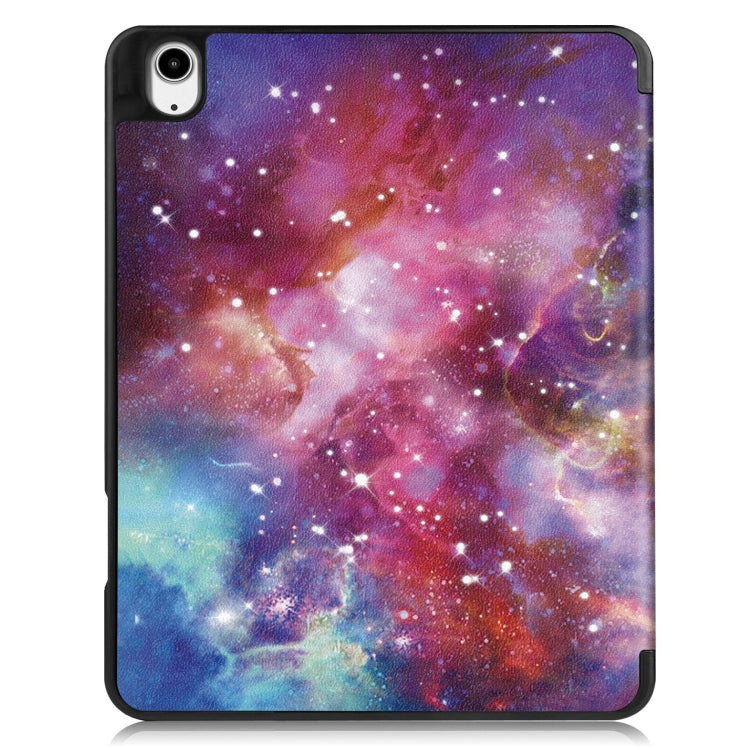 For iPad Air 13 2024 / 2025 Custer Painted 3-Fold Holder Smart Leather Tablet Case with Pen Tray(Milky Way Nebula) - iPad Air 13 2025 / 2024 Cases by buy2fix | Online Shopping UK | buy2fix