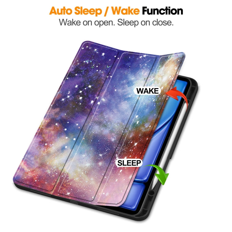 For iPad Air 13 2024 / 2025 Custer Painted 3-Fold Holder Smart Leather Tablet Case with Pen Tray(Milky Way Nebula) - iPad Air 13 2025 / 2024 Cases by buy2fix | Online Shopping UK | buy2fix