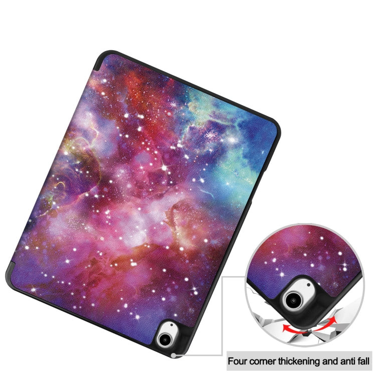 For iPad Air 13 2024 / 2025 Custer Painted 3-Fold Holder Smart Leather Tablet Case with Pen Tray(Milky Way Nebula) - iPad Air 13 2025 / 2024 Cases by buy2fix | Online Shopping UK | buy2fix