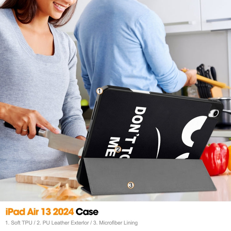 For iPad Air 13 2024 / 2025 Custer Painted 3-Fold Holder Smart Leather Tablet Case with Pen Tray(Big Eye ME) - iPad Air 13 2025 / 2024 Cases by buy2fix | Online Shopping UK | buy2fix