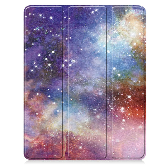 For iPad Pro 13 2025 / 2024 Custer Painted 3-Fold Holder Smart Leather Tablet Case with Pen Tray(Milky Way Nebula) by buy2fix