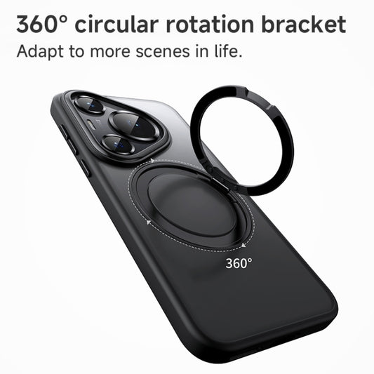 For Huawei Pura 70 Ultra Frosted 360 Rotating Holder Magnetic Full Coverage Shockproof Phone Case(Black) by buy2fix
