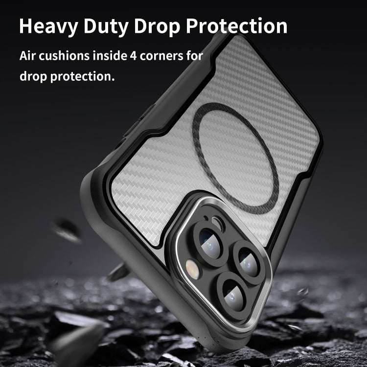 For iPhone 11 Pro Carbon Fiber Texture MagSafe Translucent Phone Case(Black) by buy2fix