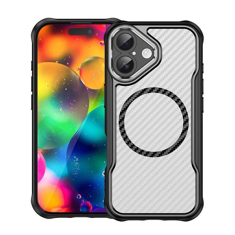 For iPhone 17 Carbon Fiber Texture MagSafe Translucent Phone Case(Black) - iPhone 17 Cases by buy2fix | Online Shopping UK | buy2fix