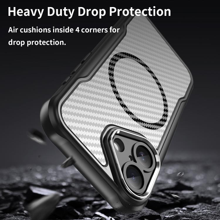 For iPhone 17 Carbon Fiber Texture MagSafe Translucent Phone Case(Black) - iPhone 17 Cases by buy2fix | Online Shopping UK | buy2fix