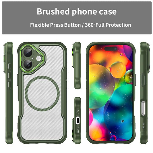 For iPhone 17 Carbon Fiber Texture MagSafe Translucent Phone Case(Green) - iPhone 17 Cases by buy2fix | Online Shopping UK | buy2fix