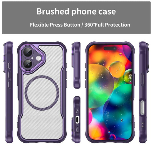 For iPhone 17 Carbon Fiber Texture MagSafe Translucent Phone Case(Purple) - iPhone 17 Cases by buy2fix | Online Shopping UK | buy2fix