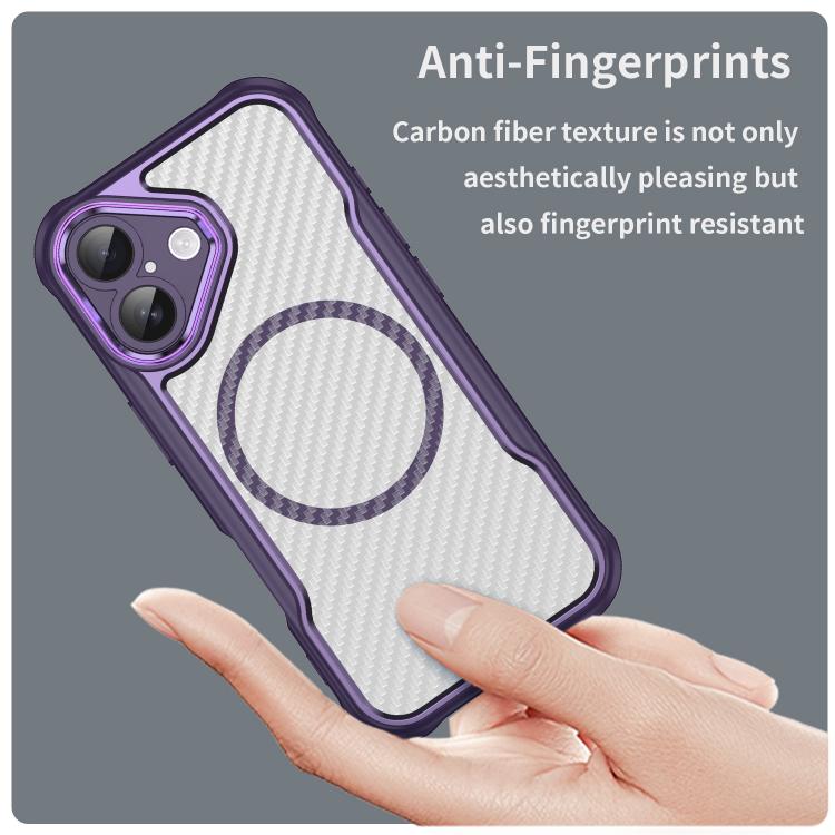 For iPhone 17 Carbon Fiber Texture MagSafe Translucent Phone Case(Purple) - iPhone 17 Cases by buy2fix | Online Shopping UK | buy2fix