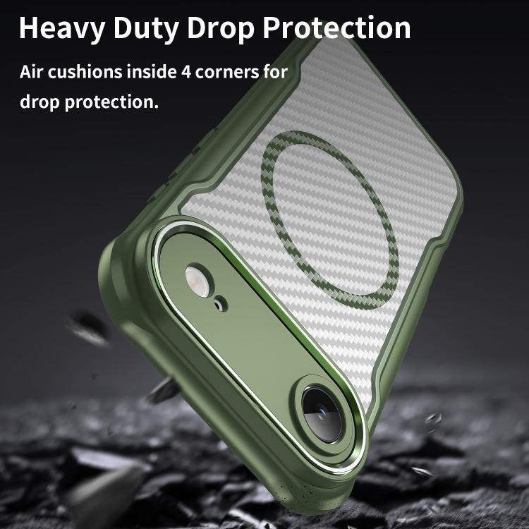 For iPhone 17 Air Carbon Fiber Texture MagSafe Translucent Phone Case(Green) - iPhone Air Cases by buy2fix | Online Shopping UK | buy2fix